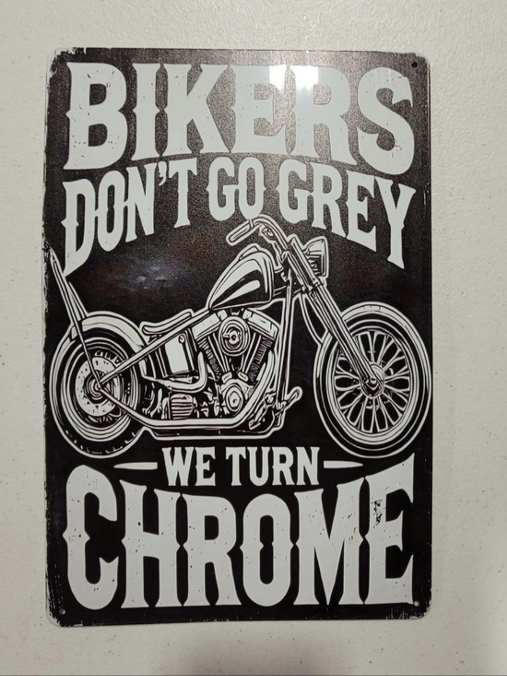 Bikers Motorcycle Metal Sign Black & White